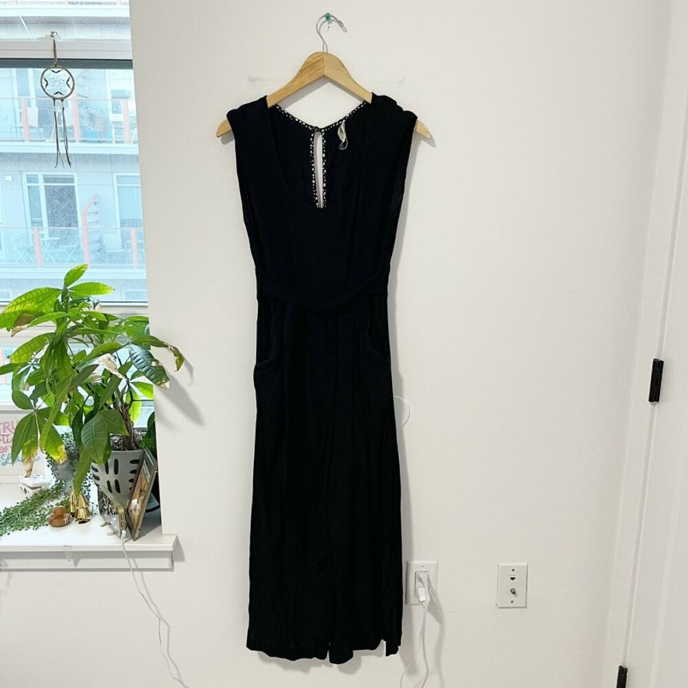 By Anthropologie Black Crinkle Jumpsuit Size 8